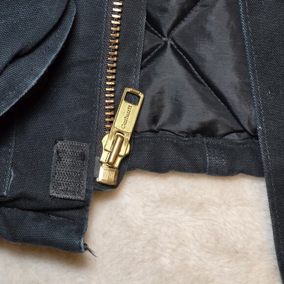 Vintage Carhartt Detroit Jacket J01 Made USA Blk Duck Quilted Lined Men’s Large - Picture 11 of 16